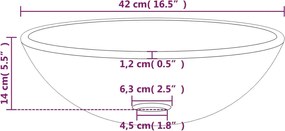 vidaXL Νιπτήρας Κόκκινος 42 x 14 εκ. από Ψημένο Γυαλί