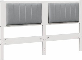 vidaXL Ταπετσαρισμένο κεφαλάρι Λευκό 140 cm Στερεά ξυλεία πεύκου