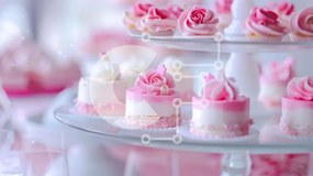 Intra Συλλεκτικό Ξύλινο Παζλ Plywood  4mm - Ροζ και λευκά cupcakes σε βάση για κέικ τριών επιπέδων Σε Ξύλινο Κουτί - Διαστάσεις: 10x10 cm – 25 κομμάτια