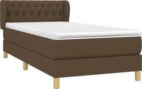 vidaXL Κρεβάτι Boxspring με Στρώμα Σκούρο Καφέ 90x190 εκ. Υφασμάτινο
