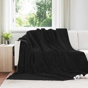 vidaXL Κουβέρτα Μαύρο 220 x 240 cm Μαλλί