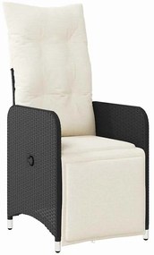 vidaXL Σέτ φαγητού για κήπο με μαξιλάρι 5 pcs Μαύρο Πολυ ράταν