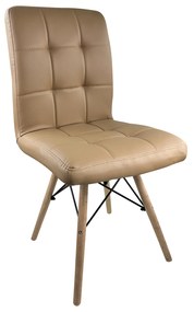 Καρέκλα Τραπεζαρίας ArteLibre CUPPLESSUS Cappuccino/Φυσικό PU/Ξύλο 43x55x86cm-14600065