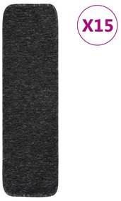 vidaXL Πατάκια Σκάλας Αντιολισθητ. Ορθογώνια 15 τεμ. Ανθρακί 75x20 εκ.