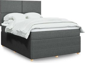 vidaXL Κρεβάτι Boxspring με Στρώμα Σκούρο Γκρι 160x200 εκ Υφασμάτινο
