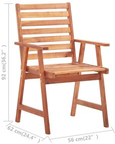 Καρέκλες Τραπεζαρίας Εξ. Χώρου 6 τεμ. Ξύλο Ακακίας με Μαξιλάρια - Μπεζ-Γκρι