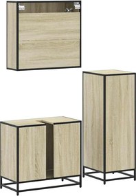 vidaXL Σετ Επίπλων Μπάνιου 3 Τεμαχίων Sonoma Δρυς Επεξεργασμένο Ξύλο