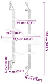 Γατόδεντρο Τοίχου Ανοιχτό Γκρι 180 εκ. με Στύλο Ξυσίματος - Γκρι