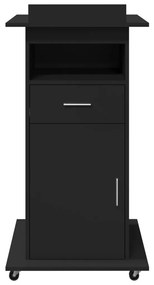 vidaXL Αναλόγιο με Ροδάκια &amp; Συρτάρι Μαύρο 55x55x107 εκ. Επεξ. Ξύλο