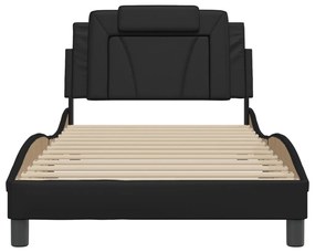 vidaXL Πλαίσιο Κρεβατιού με LED Μαύρο 100x200 εκ. Συνθετικό Δέρμα