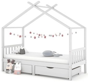 Πλαίσιο Κρεβατιού Παιδικό με Συρτάρια 90 x 200 εκ. Ξύλο Πεύκου - Λευκό