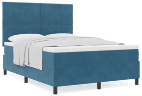 vidaXL Κρεβάτι με Στρώμα Σπαστό Σκούρο Μπλε 140x200 εκ Βελούδο