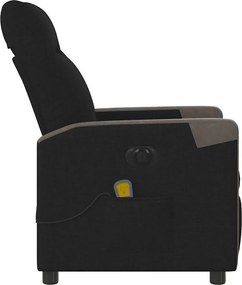 vidaXL Πολυθρόνα Μασάζ Ηλεκ. Ανακλινόμενη Μαύρη Υφασμάτινη