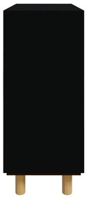 Συρταριέρα Μαύρη 60x30x70 εκ. από Μασίφ Πεύκο &amp; Φυσικό Ρατάν - Μαύρο