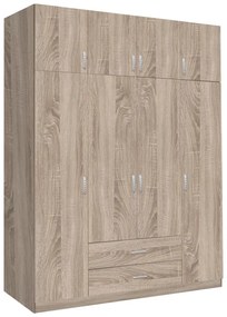 Intrahome Ντουλάπα τετράφυλλη με συρτάρια Royal Intrahome σε sonoma απόχρωση 200x58x230εκ | SKU: INTRAPA-472111172