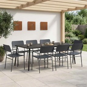 vidaXL Σετ τραπεζαρίας 9 τμχ. Ανθρακί 200 x 100 x 72 εκ Ατσάλι