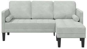 vidaXL Καναπές 3 Θέσεων με Chaise L-σχήματος Ανοιχτό Γκρι 160 εκ Βελούδο
