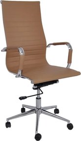 BF3300 Πολυθρόνα Γραφείου Διευθυντή, Μέταλλο Βάση Χρώμιο PU Μπεζ   1τμχ