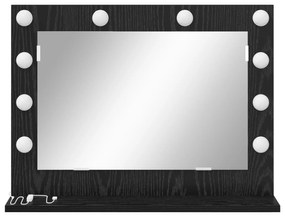 vidaXL Καθρέφτης Vanity με Φώτα LED Μαύρη Δρυς 60x45x18 εκ.