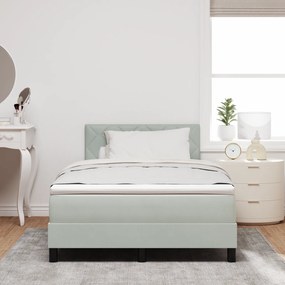 vidaXL Κρεβάτι Box Spring με Στρώμα & LED Ανοιχτό Γκρι 120x200 εκ. Βελούδο