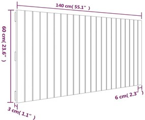 Κεφαλάρι Επιτοίχιο 140x3x60 εκ. από Μασίφ Ξύλο Πεύκου - Καφέ