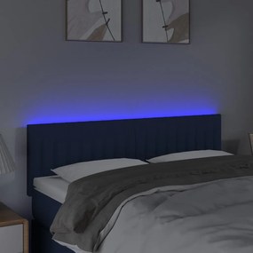 Κεφαλάρι Κρεβατιού LED Μπλε 144x5x78/88 εκ. Υφασμάτινο 3121854