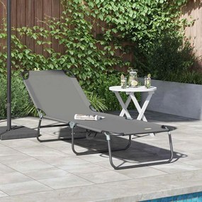 vidaXL Πτυσσόμενη ξαπλώστρα Γκρι 188 x 57 x 86,5 εκ. Πολυεστέρας