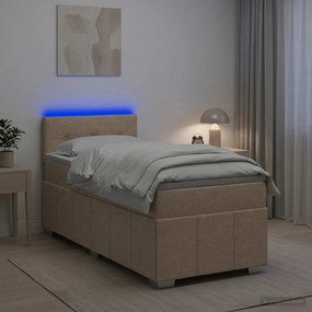 vidaXL Κρεβάτι box spring με στρώμα Κρεμ 80 x 200 cm Ύφασμα