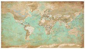 Ταπετσαρία XXL - Turquoise World Map II 500x280