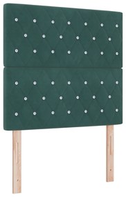 vidaXL Κρεβάτι με Στρώμα & LED Σκούρο Πράσινο 100x200 εκ. Βελούδο
