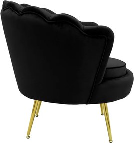 Πολυθρόνα Daimon pakoworld βελούδο μαύρο-χρυσό 79x74x78εκ