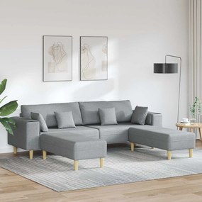 vidaXL Καναπές με μαξιλάρι 3 pcs Ανοιχτό γκρι ύφασμα
