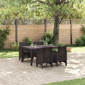 vidaXL Σέτ φαγητού για κήπο 5 pcs Καφέ Rattan Polt