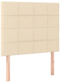 Κρεβάτι Boxspring με Στρώμα &amp; LED Κρεμ 90x190 εκ. Υφασμάτινο - Κρεμ