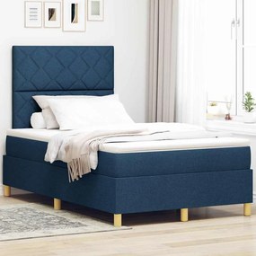 vidaXL Κρεβάτι με ελατήρια με στρώμα Μπλε 120 x 200 cm ύφασμα
