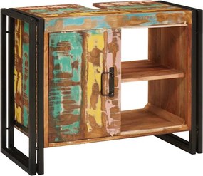 vidaXL Ντουλάπι νιπτήρα με ράφι Πολύχρωμο Στερεό Ανακτηθέν Ξύλο