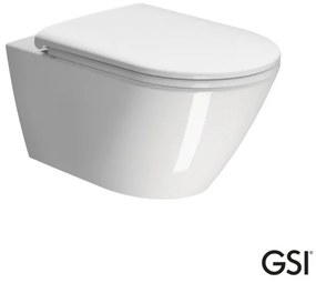 GSI Kube-X Swirl Κρεμαστή Λεκάνη με κάλυμμα βακελίτη Slim soft-close αποσπώμενο Λευκό Γυαλιστερό