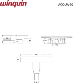 Wirquin Acqua 60 Inox Brushed - Γραμμικό Σιφώνι Δαπέδου