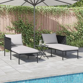 vidaXL Ξαπλώστρα με Μαξιλάρια 2 Ατόμων Ανθρακί 115x153x69,5 εκ Μεταλλικό