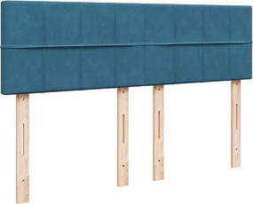 vidaXL Κρεβάτι Boxspring με Στρώμα Μπλε 140x200 εκ. Βελούδινο