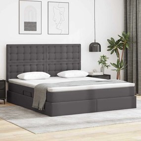 vidaXL Κρεβάτι Αποθήκης με στρώμα Γκρι 160 x 200 cm Τεχνητό Δέρμα