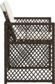 vidaXL Καρέκλες Κήπου 4 τεμ. Καφέ Συνθ. Ρατάν Μαξιλάρια