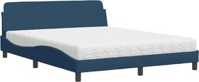 vidaXL Κρεβάτι με Στρώμα Dover Μπλε 160x200 εκ. Υφασμάτινο