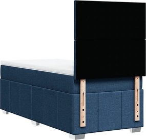 vidaXL Κρεβάτι Boxspring με Στρώμα Μπλε 90x200 εκ.Υφασμάτινο