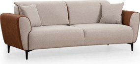Τριθέσιος Καναπές Κρεβάτι Μπεζ/Κανελί MUVELA 215x85x85