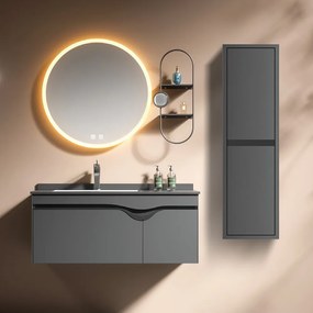 Martin Diva 100 Anthracite Plywood - Πάγκος με Νιπτήρα &amp; Καθρέπτη Led