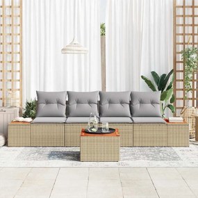 vidaXL Σετ Καναπέ Κήπου με μαξιλάρι 5 pcs Μπεζ Πολυ ράταν