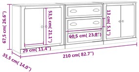 vidaXL Ντουλάπι 3 τεμ. Λευκό Επεξεργασμένο Ξύλο