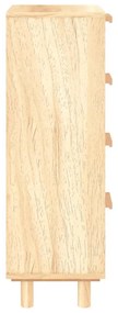 vidaXL Συρταριέρα Καφέ 40 x 30 x 90 εκ. Μασίφ Πεύκο &amp; Φυσικό Ρατάν