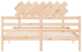 vidaXL Πλαίσιο Κρεβατιού με Κεφαλάρι 140x200 εκ. από Μασίφ Ξύλο